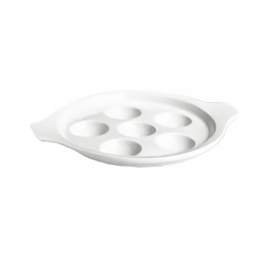 Slakkkom keramiek escargot platen (2-pack) met handvat voetservies, oven safe gatenset voor thuis, restaurant, hotel (23,5 x 16,5 cm, wit