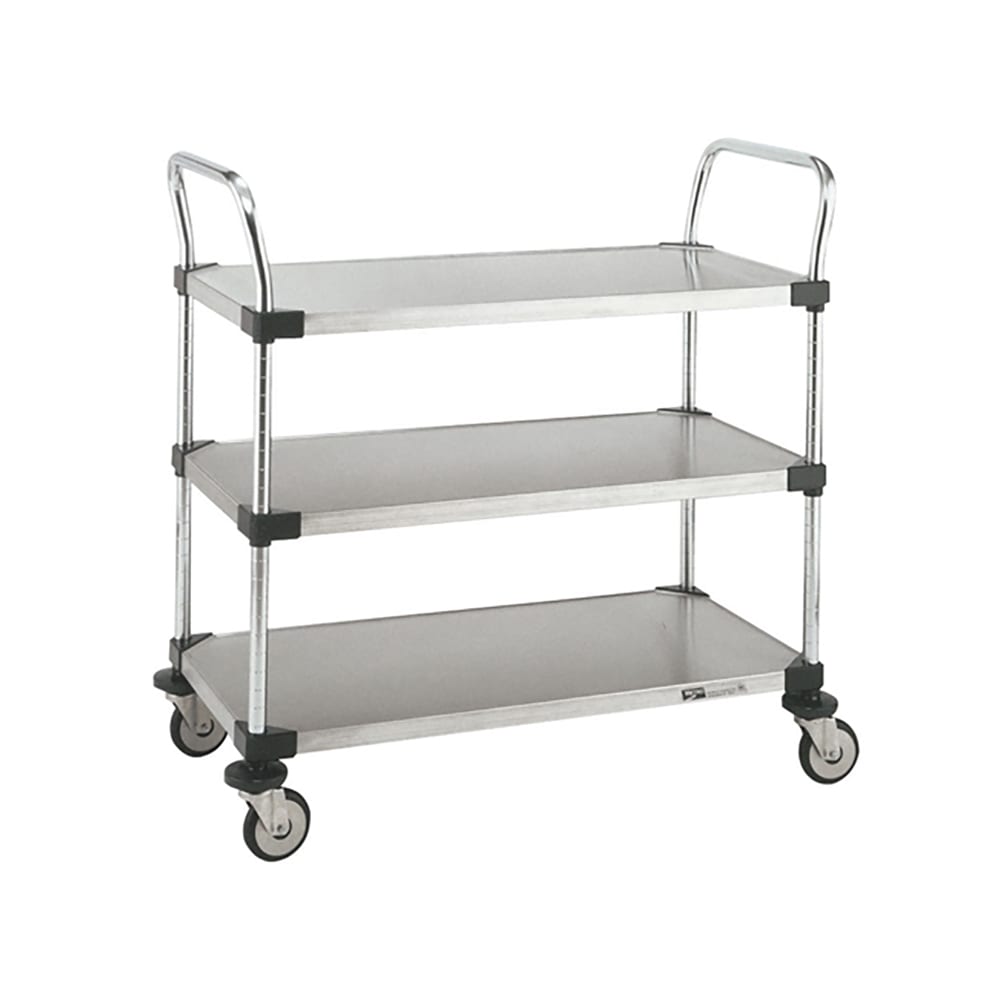 Metro MW208 MW Series Utility Cart with 3 Stainless Steel Solid Shelves, 24 x 36 x 39