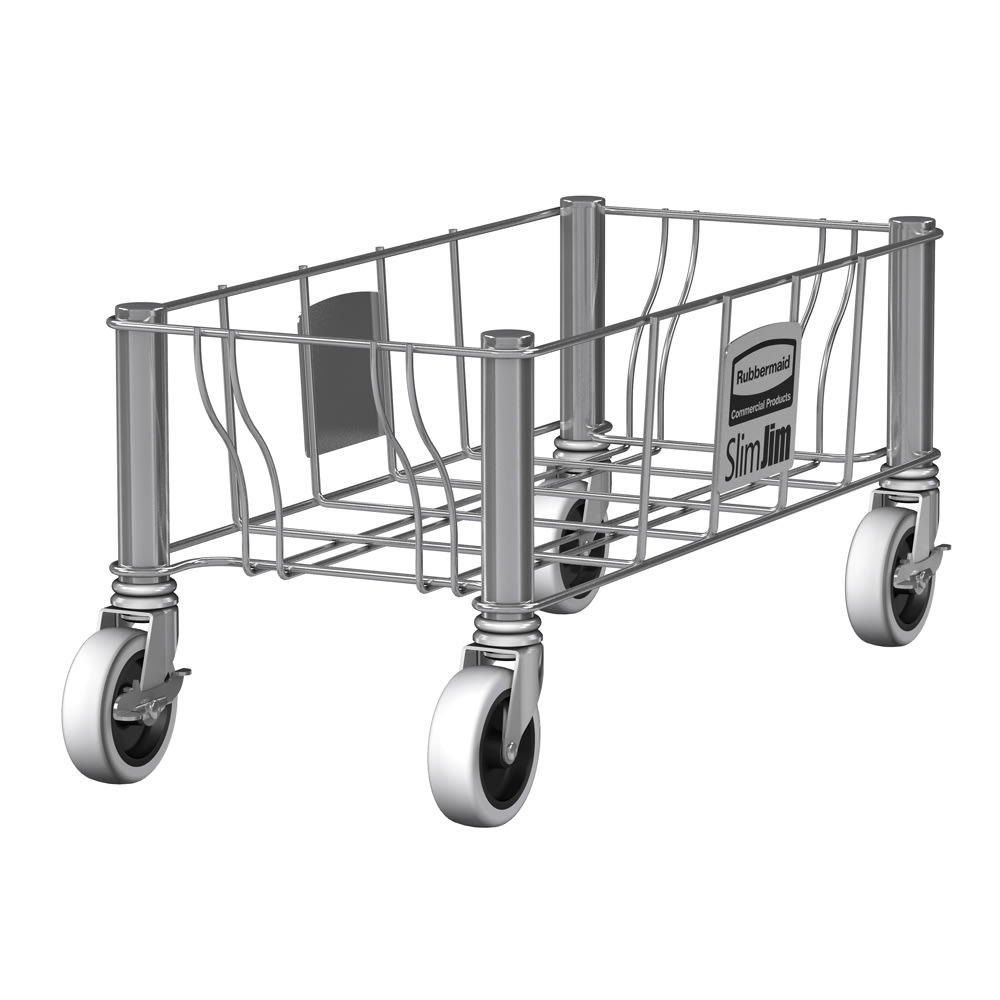 Rubbermaid 1968468 Rectangular Metal Trash Can Dolly w/ Flat Center