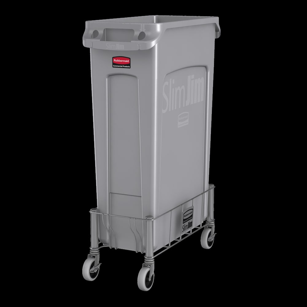 Rubbermaid 1968468 Rectangular Metal Trash Can Dolly w/ Flat Center