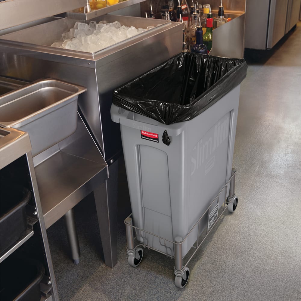 Rubbermaid 1968468 Rectangular Metal Trash Can Dolly w/ Flat Center