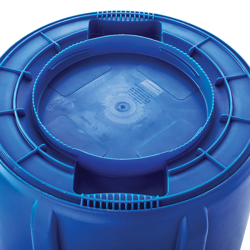 Round Recycle Receptacle 32 gal., RUBBERMAID FG263273BLUE BRUTE R 