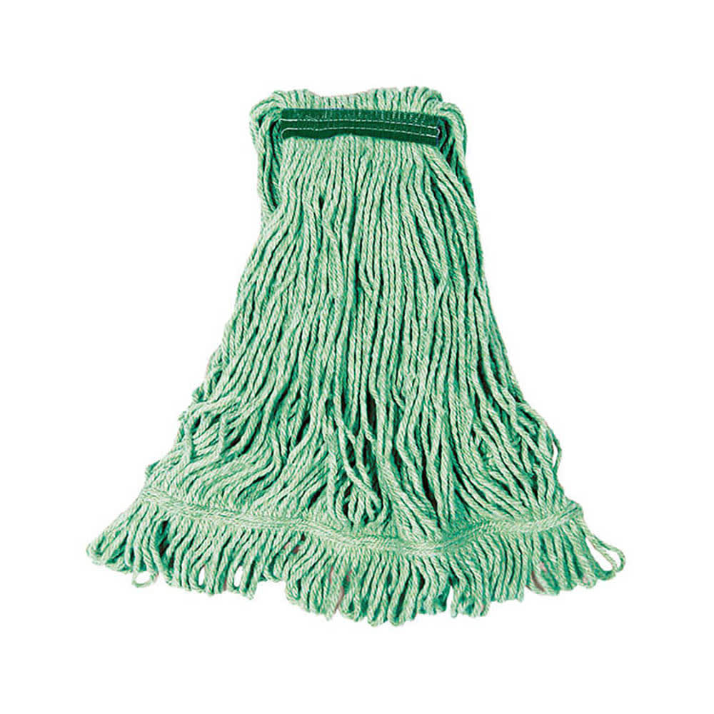Rubbermaid Commercial Products FGD21206GR00 Super Stitch Blend Mop 1 Green Headband Medium Pack of 6 