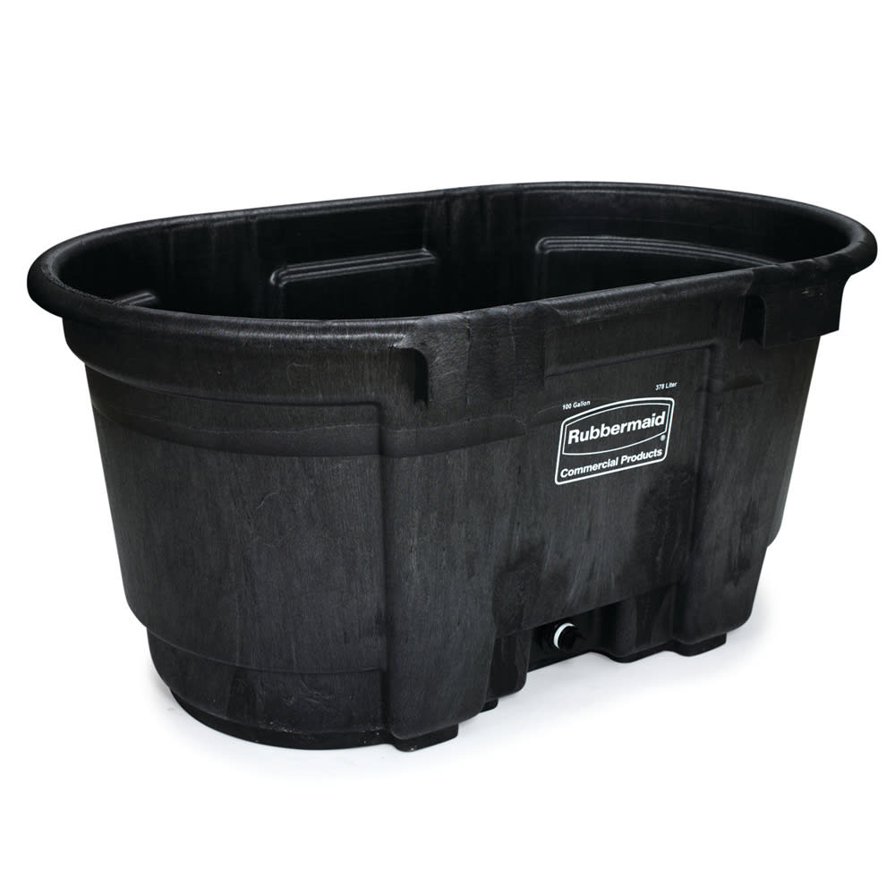 Rubbermaid FG424288 BLA 100 gal Stock Tank - Oval, Structural Foam