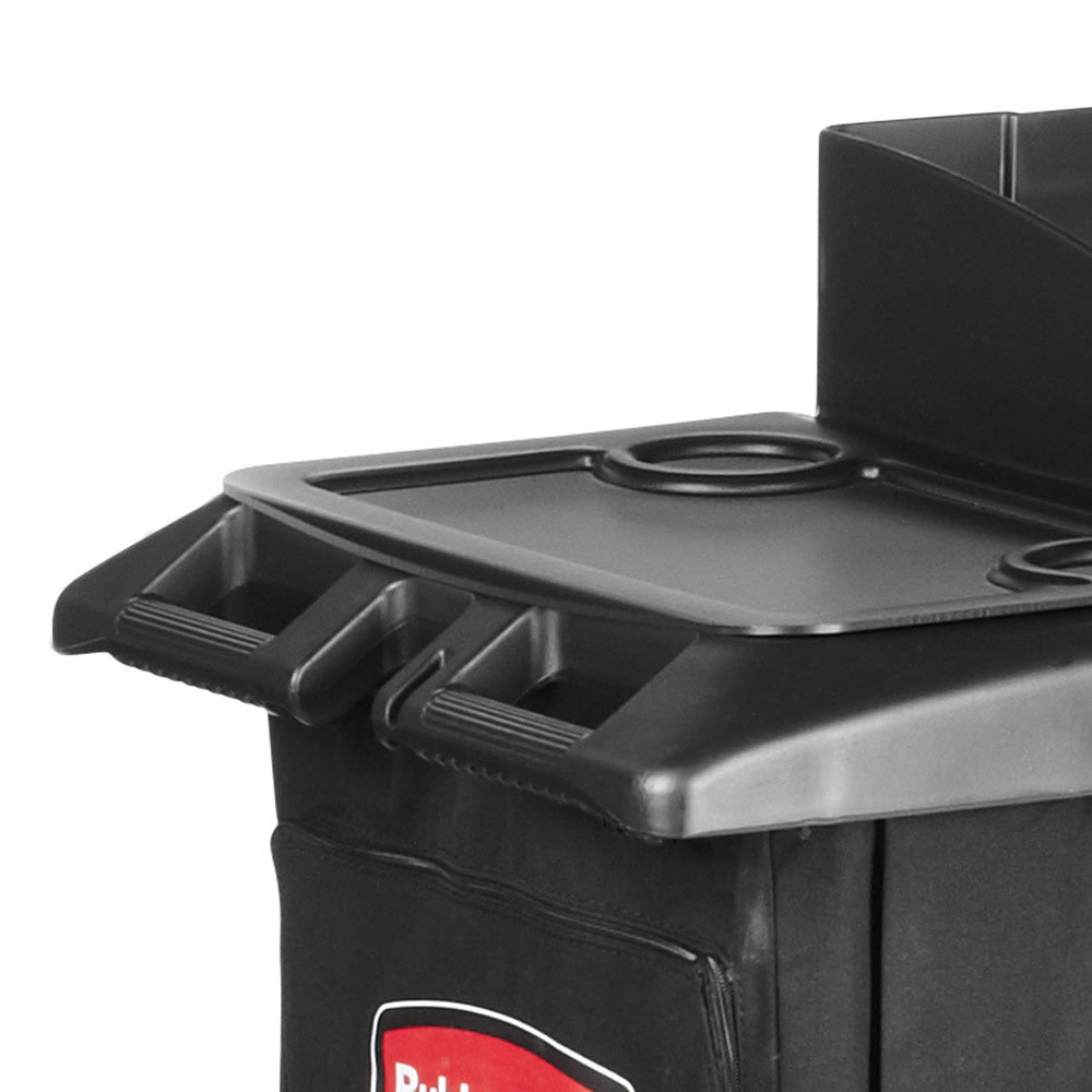 Rubbermaid FG619000 BLA Compact Housekeeping Cart w/ Vacuum Holder, 49"L x 22"W x 50"H, Black