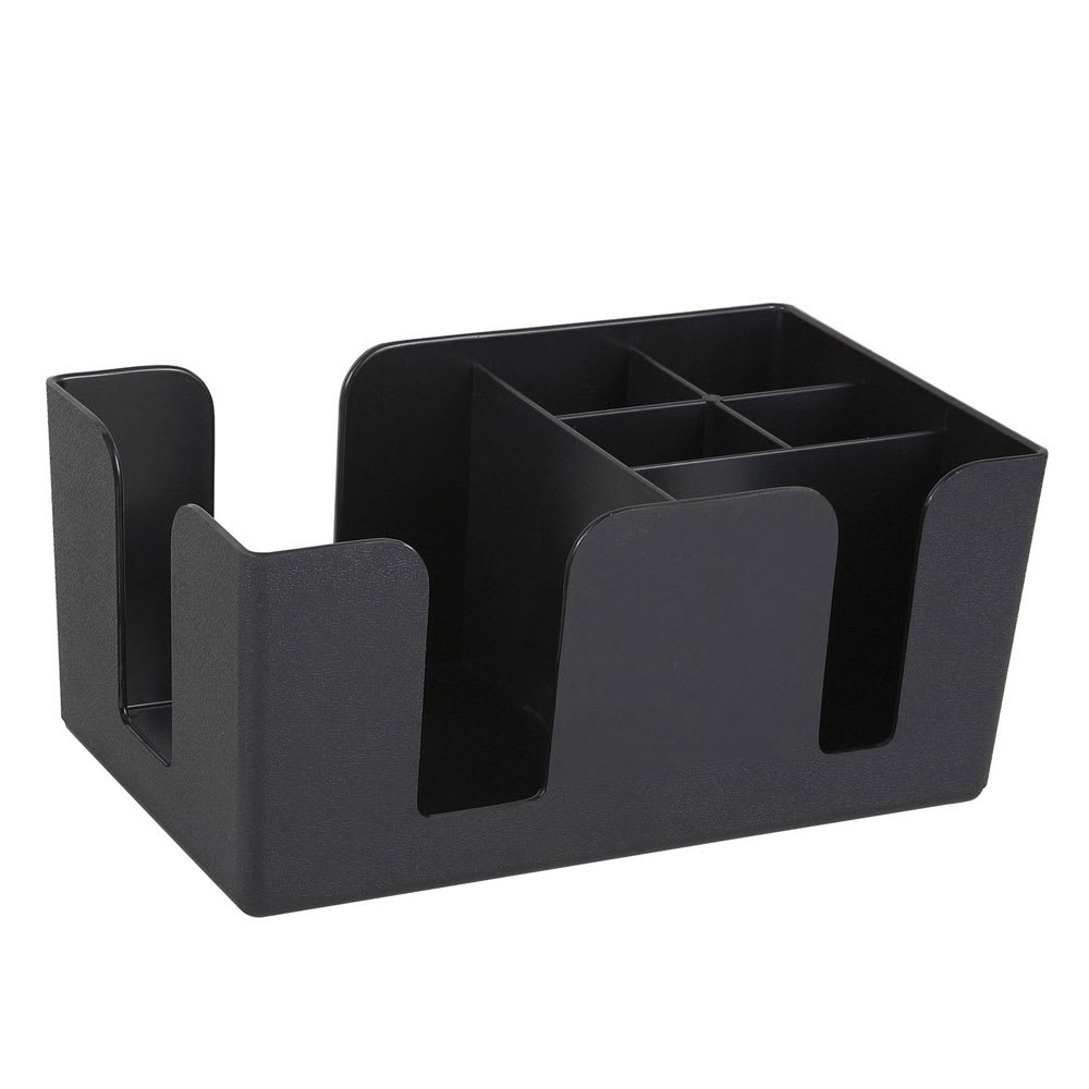 6 Compartments Bar Caddy Bar Storage Box Organizer Restaurant Cafe Table Black 