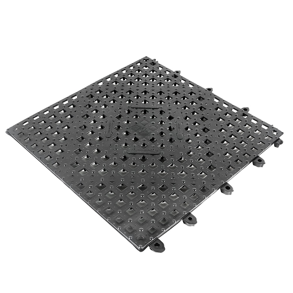 Winco BML12K 12" Square Interlocking Bar Mat Plastic, Dark Smoke