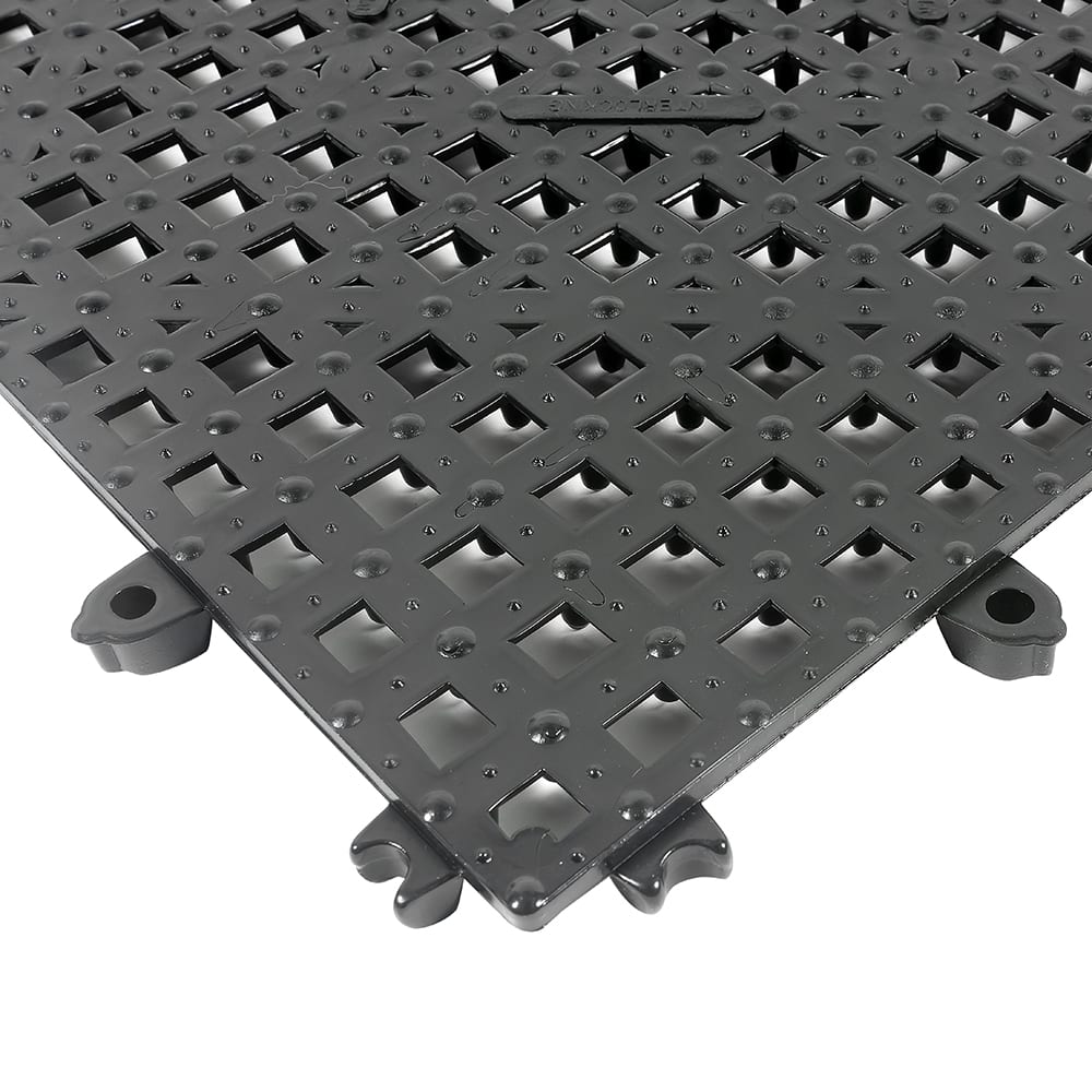 Winco BML12K 12" Square Interlocking Bar Mat Plastic, Dark Smoke