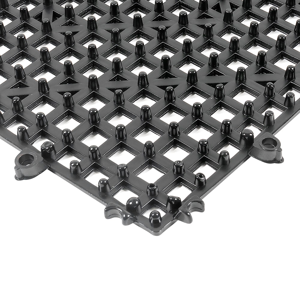 Winco BML12K 12" Square Interlocking Bar Mat Plastic, Dark Smoke