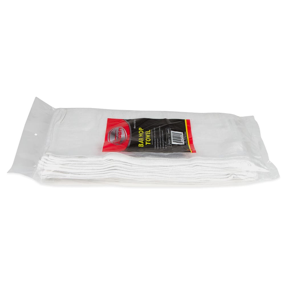 Winco BTW30 White Cotton Bar Towel, 16" x 19"
