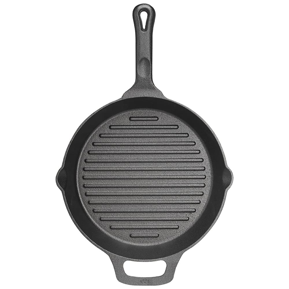 Winco CAGP10R 10 1/4" Round Induction Grill Pan Pre Seasoned Cast Iron