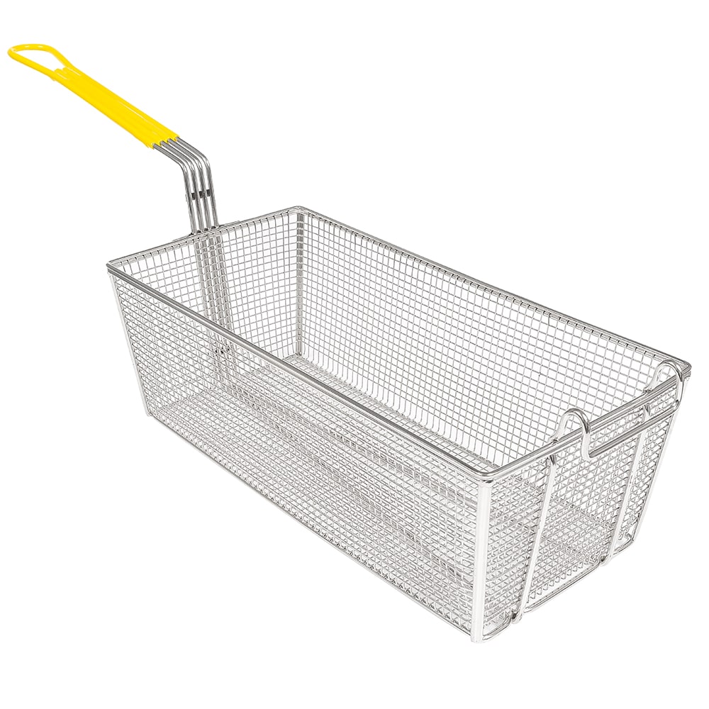 Winco FB40 Fryer Basket w/ Coated Handle & Front Hook, 17" x 8 1/4" x 6"