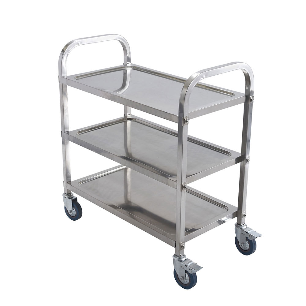 Commercial Bus Cart Kitchen Food Catering Rolling Dolly 3 Shelf Stainless Steel 