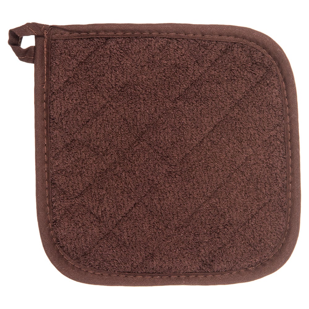 San Jamar 802TPH Heavy Duty Terry Cloth Pot Holder, 8 x 8", Brown