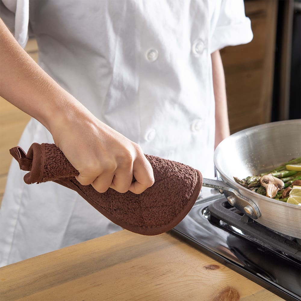 San Jamar 802TPH Heavy Duty Terry Cloth Pot Holder, 8 x 8", Brown