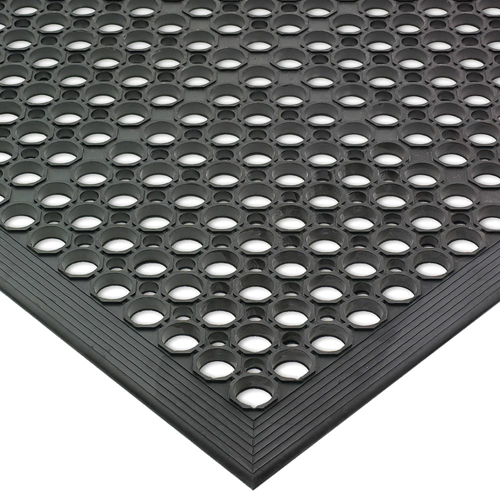 San Jamar KM1100 Kitchen Mat, Rubber, AntiSlip, 3' x 5', GreaseResistant, Black