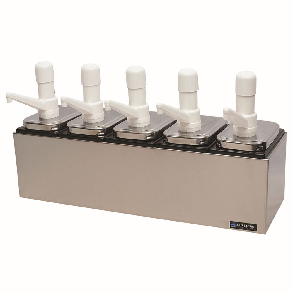 San Jamar P9715 Pump Style Condiment Dispenser w/ Jars & Pumps, (1) oz