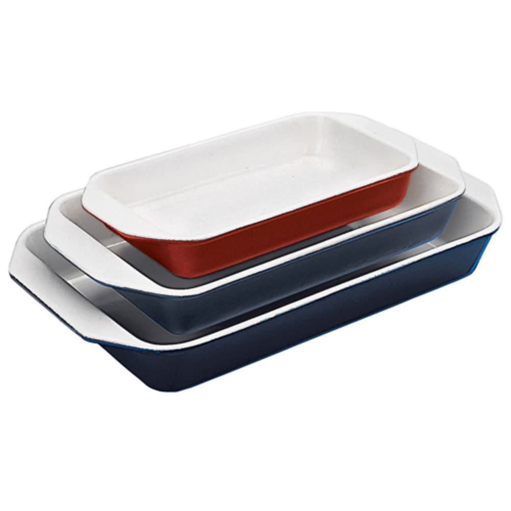 Paderno A1735334 Enameled Cast Iron Baking Dish, 3 qt, Rectangular, Red