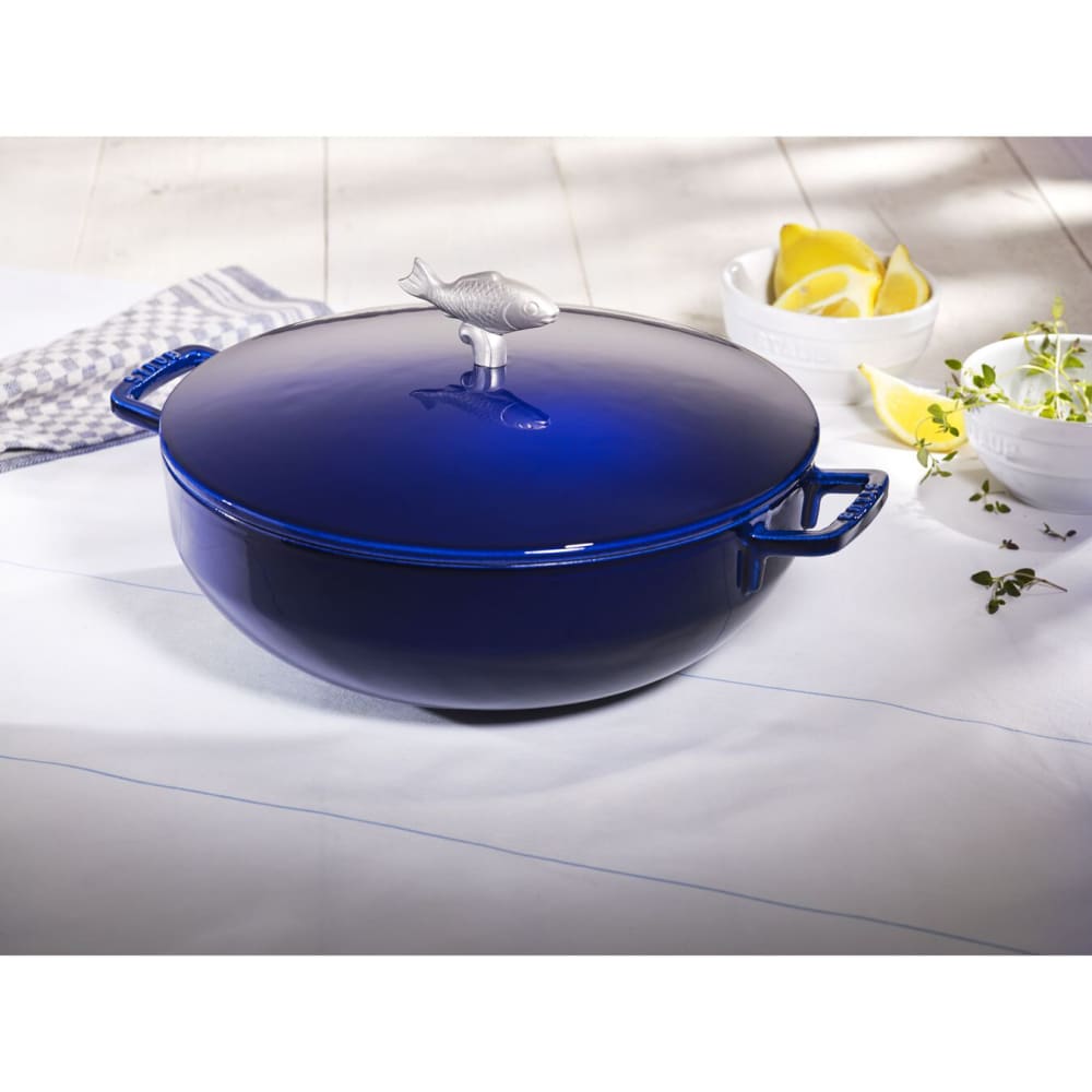 Staub 1004332 Limited Edition Bouillabaisse Pot w/ 5.75qt, Fish Knob & Enamel Coated Cast Iron