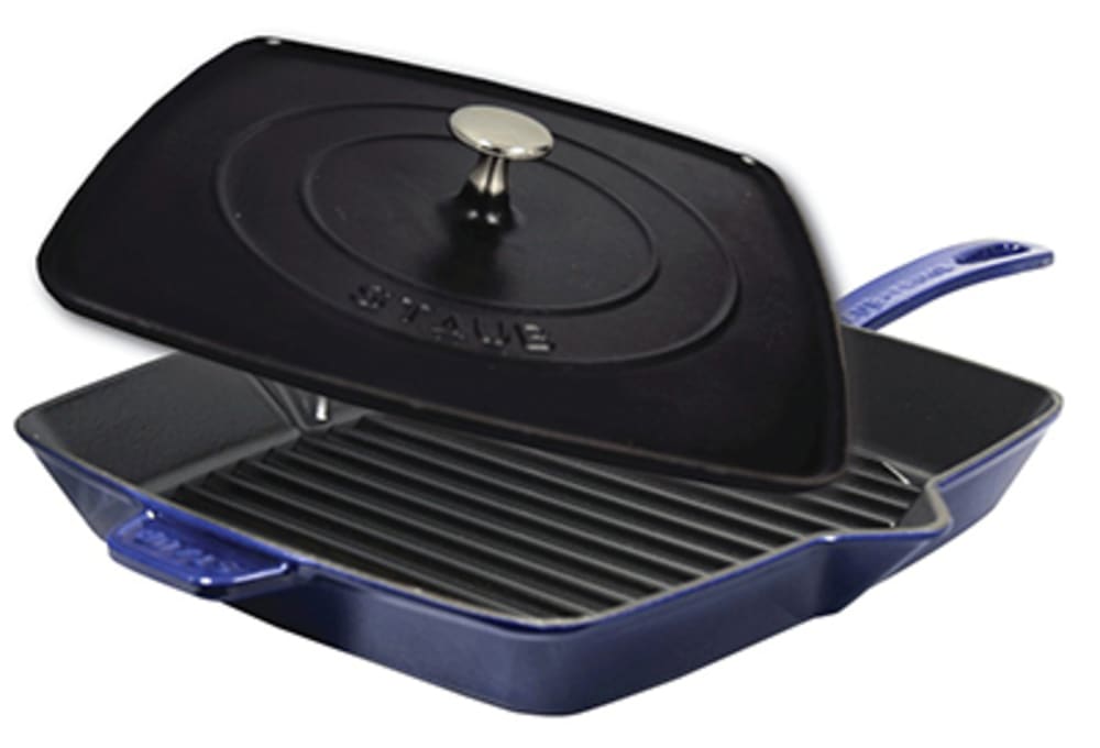 Staub Cast-Iron 12 Square Grill Pan & Press Set 