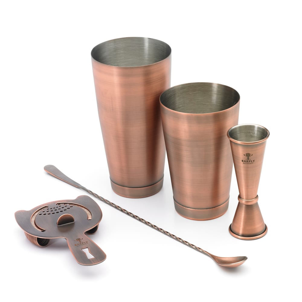 Barfly M37101ACP 5Piece Cocktail Shaker Set Antique Copper