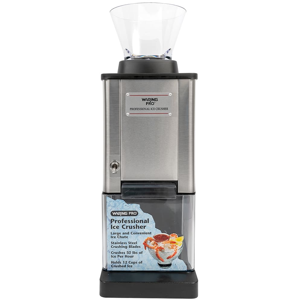 Waring IC70 Ice Crusher w/ Large Ice Chute, Crushes 50lbs, Brushed