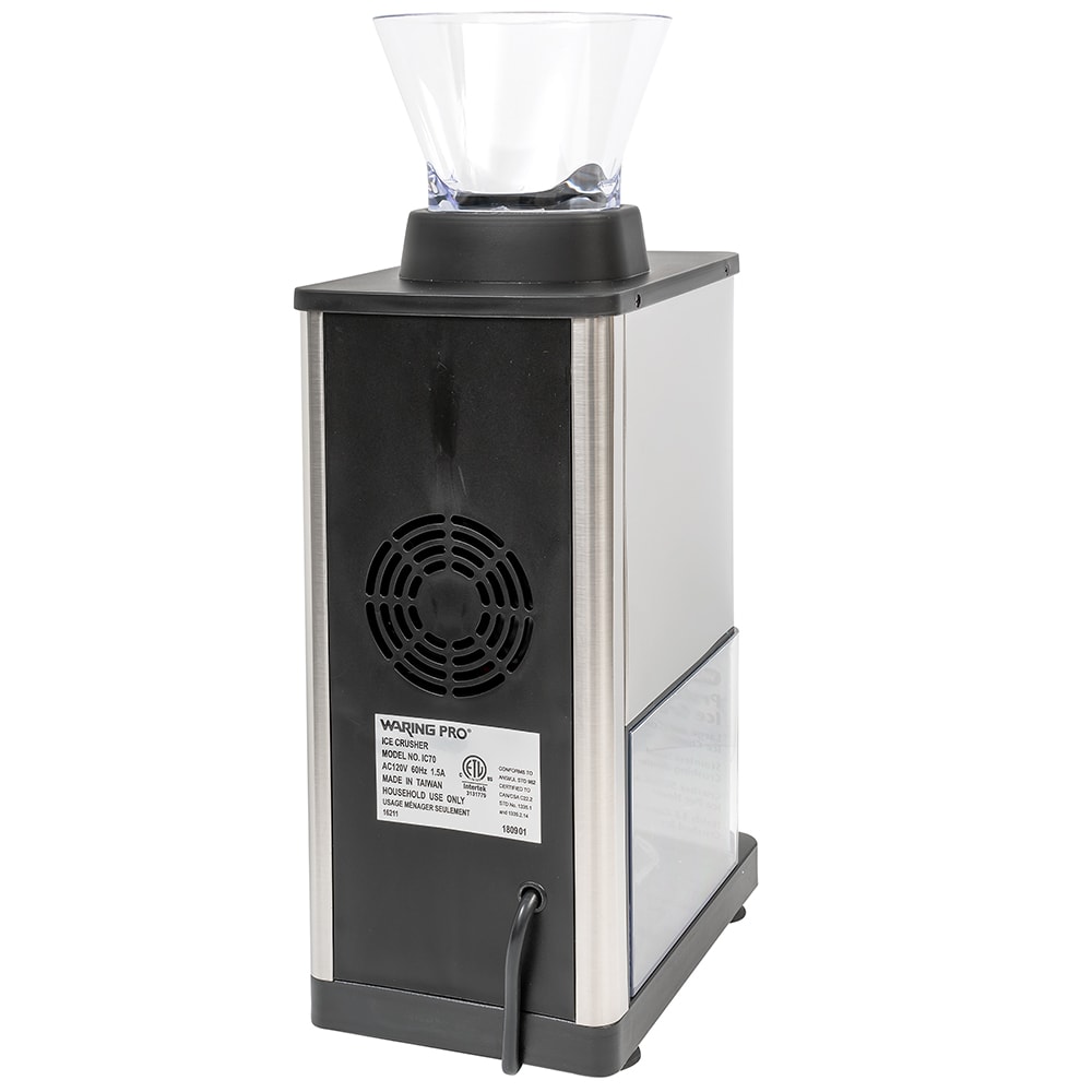 Waring IC70 Ice Crusher w/ Large Ice Chute, Crushes 50lbs, Brushed