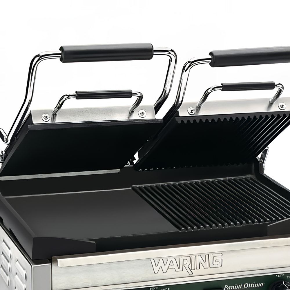 Waring WDG300 Double Commercial Panini Press w/ Cast Iron Grooved