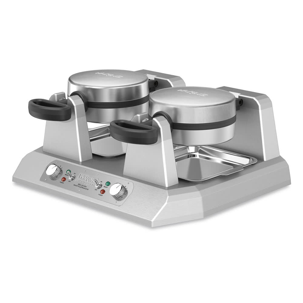 Waring Double Waffle Maker WW200K Stainless Steel Silver Colour 50 Waffles/hr