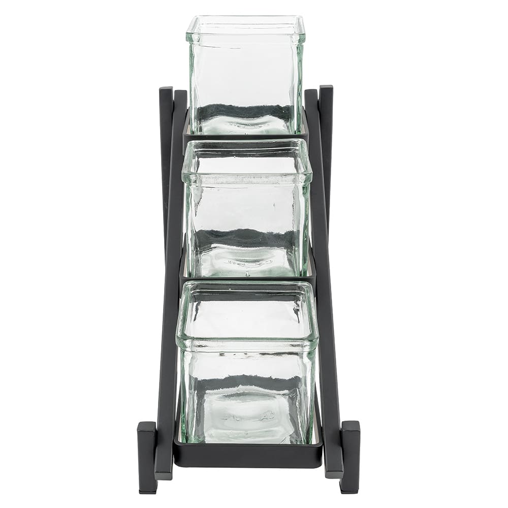 CalMil 114913 3 Tier Jar Display Glass Jars, Black