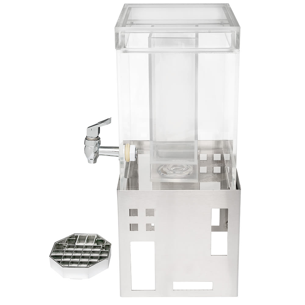 Service Ideas CBDT3SS Cold Beverage Dispenser with Infuser and Ice Tube,  Rectangular, 3 gallon, Silver
