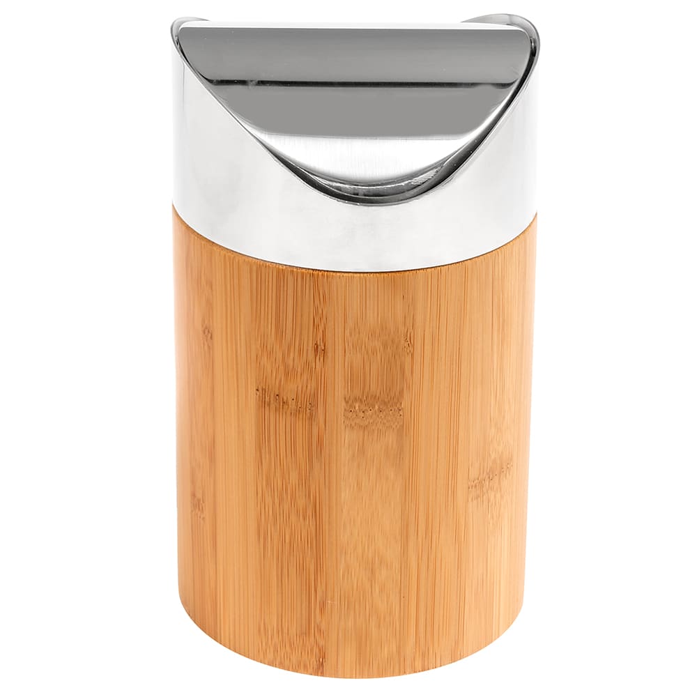 CalMil 171760 Countertop Trash Can w/ Bamboo Body & Stainless Top, 5