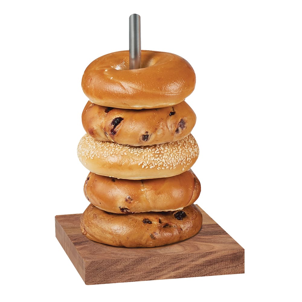CalMil 2212849 Bagel Holder w/ (1) Pole 5 3/4"L x 5 3/4"W, Wood Base