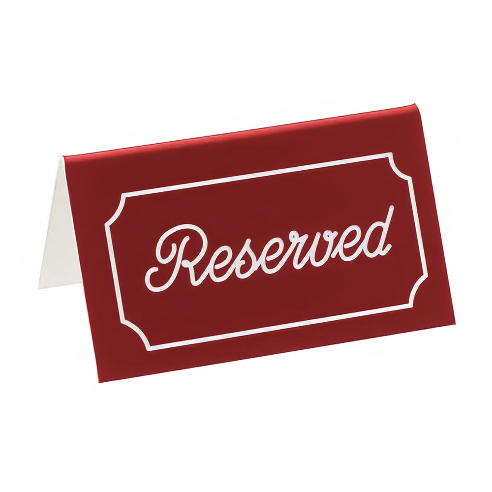 Resignation Accusation innovation Cal-Mil 273-1 "Reserved" Table Tent Sign - 5" x 3", Plastic, Red/White
