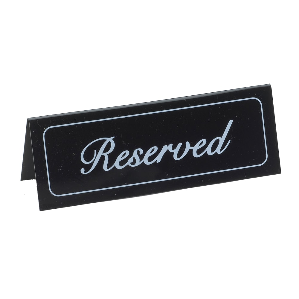 Pleated cash register radium Cal-Mil 285 Reserved Table Tent Sign - 2" x 5 3/4", Black/White