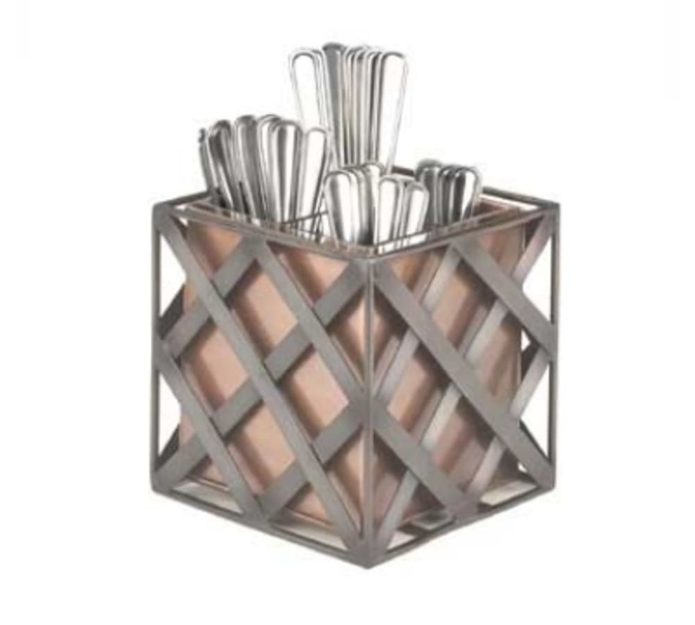 CalMil 34351 Decorative Cutlery Holder w/ Removable 4Way Insert, Copper Tone