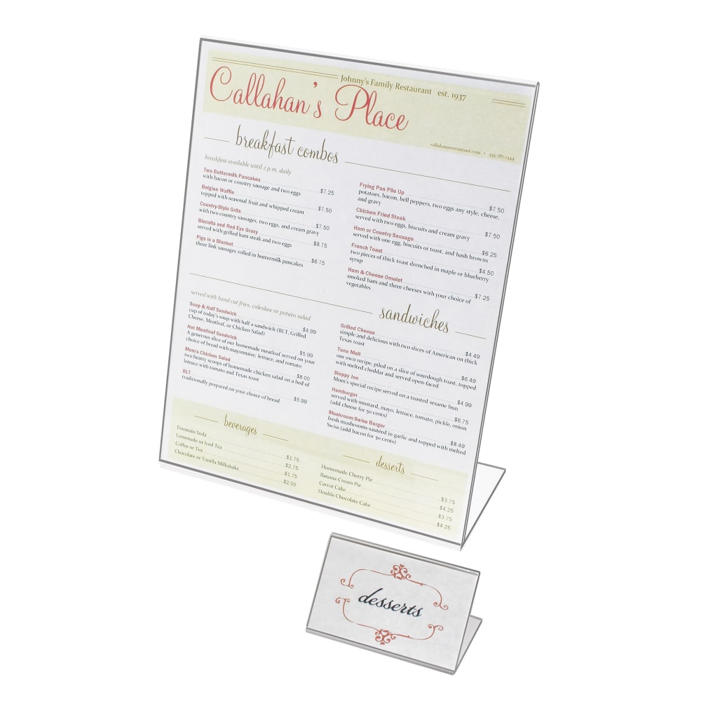 CalMil 509 Tabletop Menu Card Holder 2" x 3 1/2", Acrylic