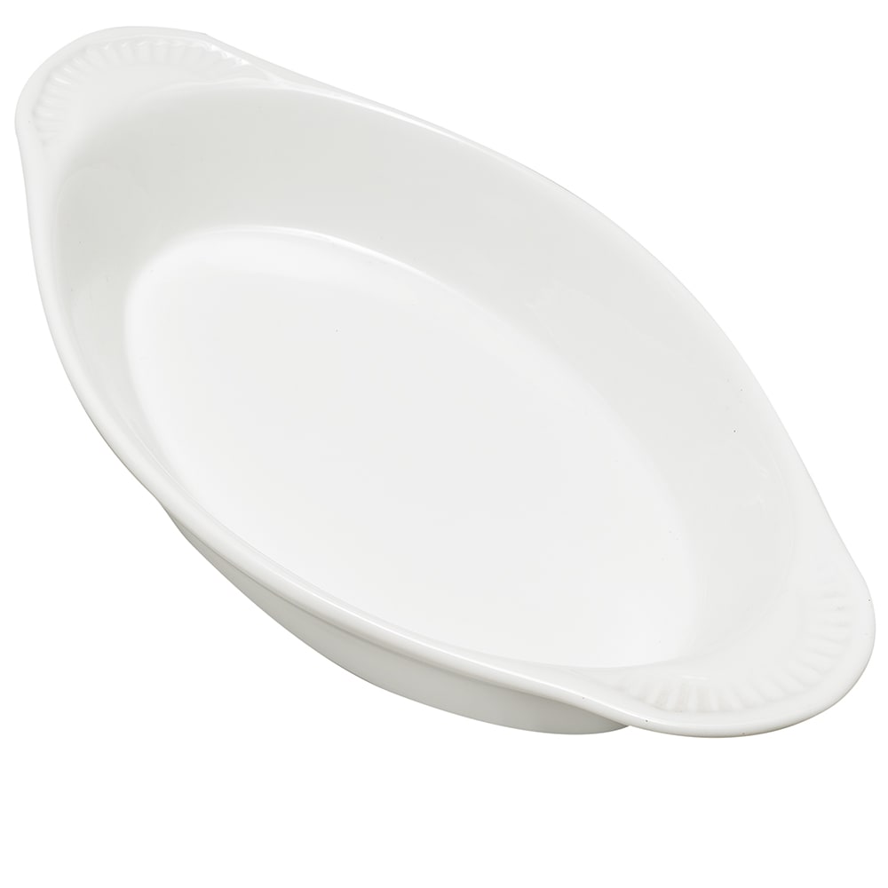 Browne 564012W 12 oz. Porcelain, Oval, Lasagna Baking Dish, White