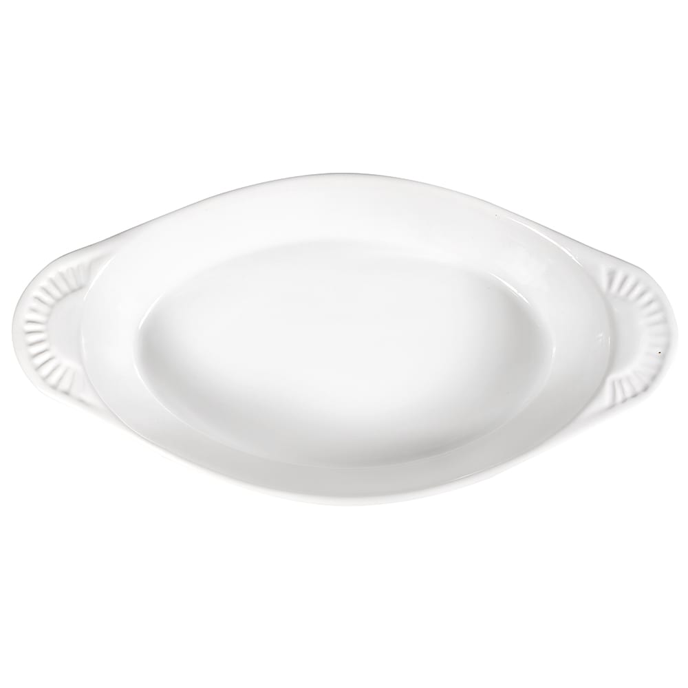 Browne 564015W 16 oz. Porcelain, Oval, Lasagna Baking Dish, White