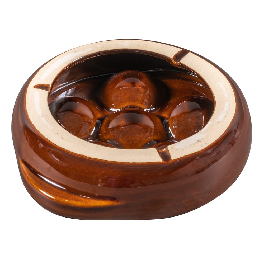 Browne 744046 5 3/10" Round Escargot Plate 6 Holes, Ceramic, Brown