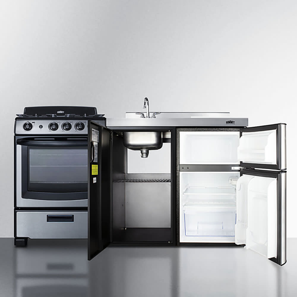 Summit ACK63GASBSS 63" w/ Sink, Gas Range/Oven