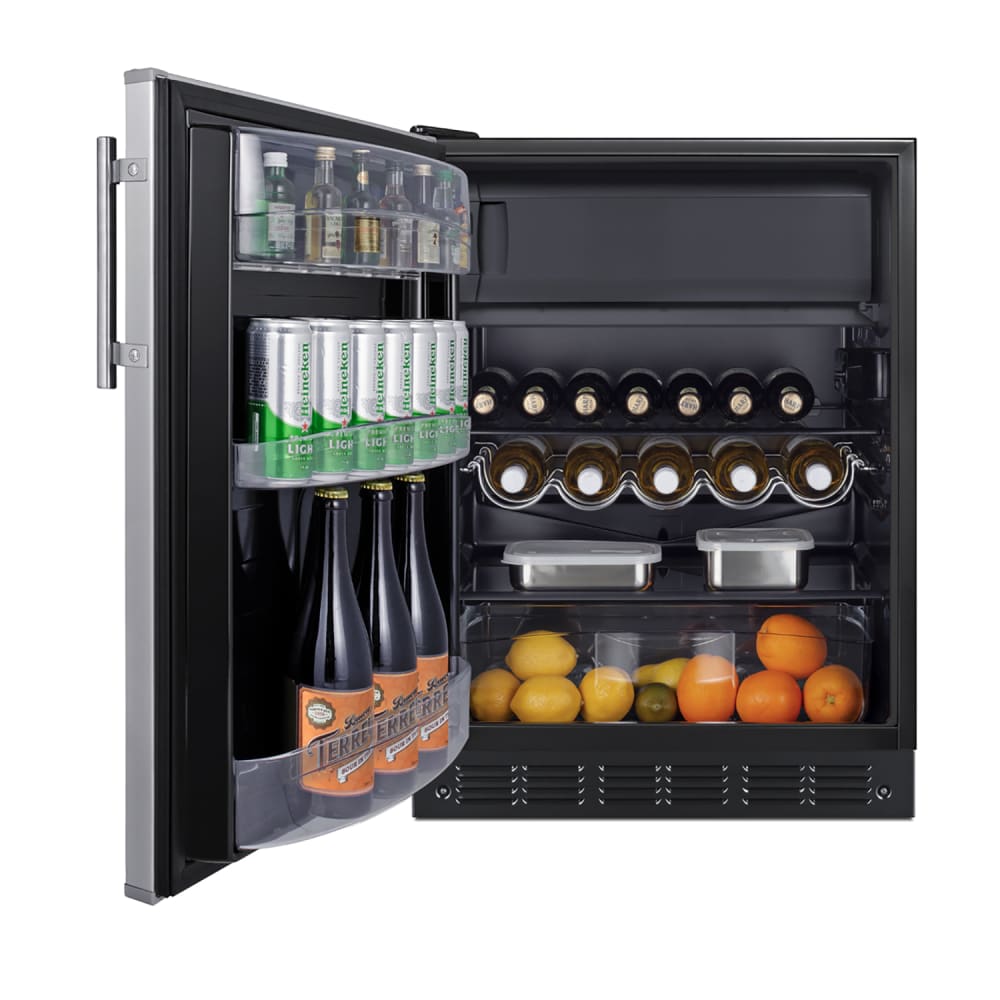 Summit CT66BK2SSLHD 5 cu ft Undercounter Refrigerator & Freezer w/ Solid Door Stainless, 115v