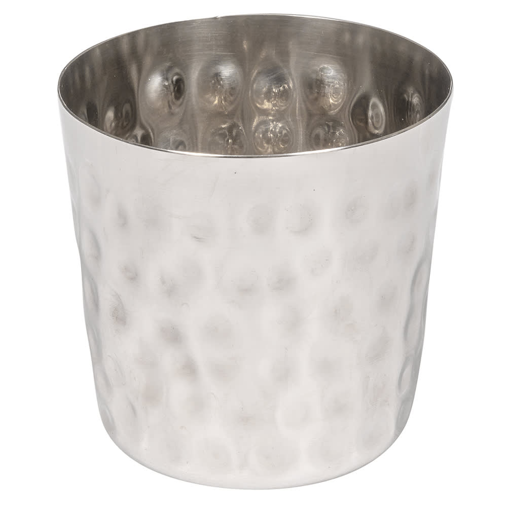 American Metalcraft FFHM45 Hammered Stainless Steel Fry Cup - Angled, 12 Oz Capacity