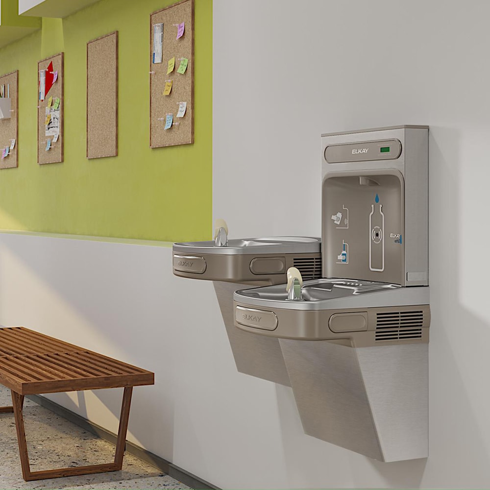 Elkay EZSTL8WSSK Wall Mount Bi Level Drinking Fountain w/ Bottle Filler