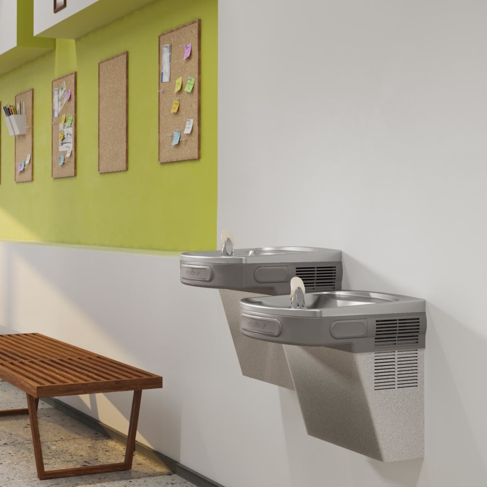 Elkay LZSTL8LC Wall Mount Bi Level Indoor Drinking Fountain Filtered