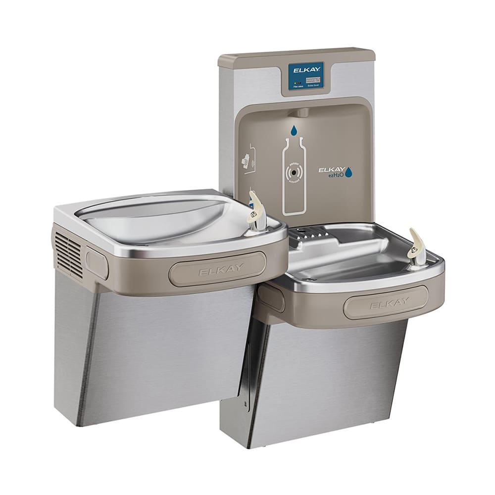 Elkay LZSTL8WSSK Wall Mount Bi Level Drinking Fountain w/ Bottle Filler Filtered, Refrigerated