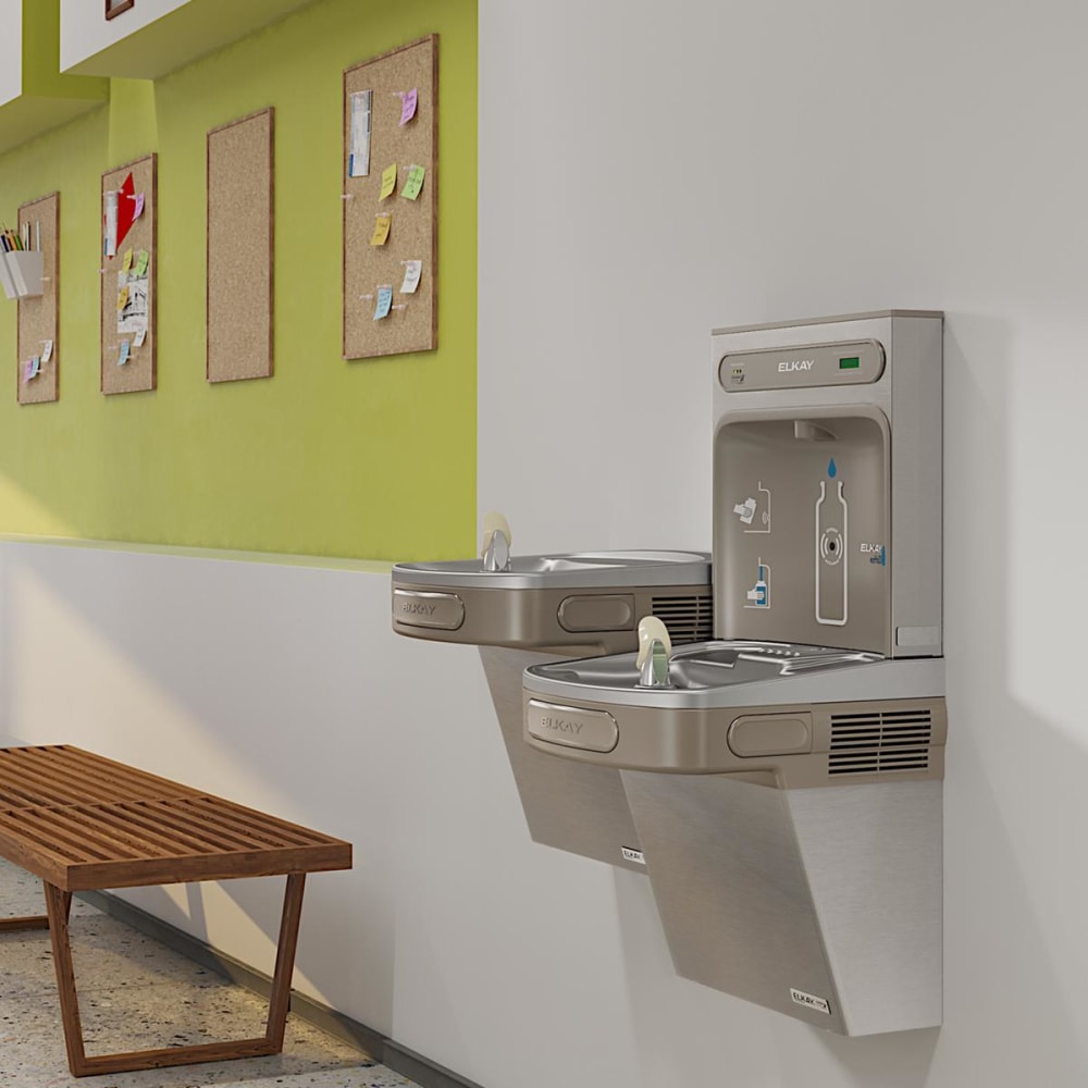 Elkay LZSTLG8WSSK Wall Mount Bi Level Drinking Fountain w/ Bottle