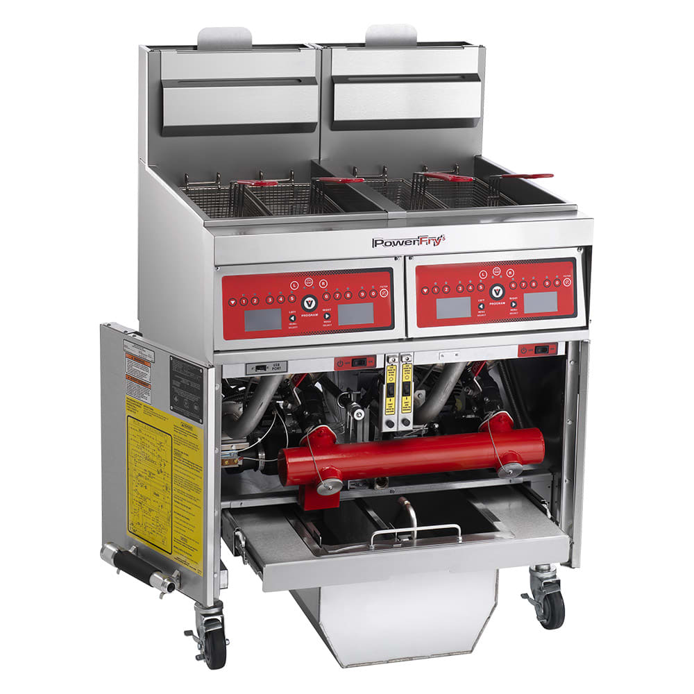 Vulcan 2TR45CF Gas Fryer (2) 50 lb Vats, Floor Model, Natural Gas