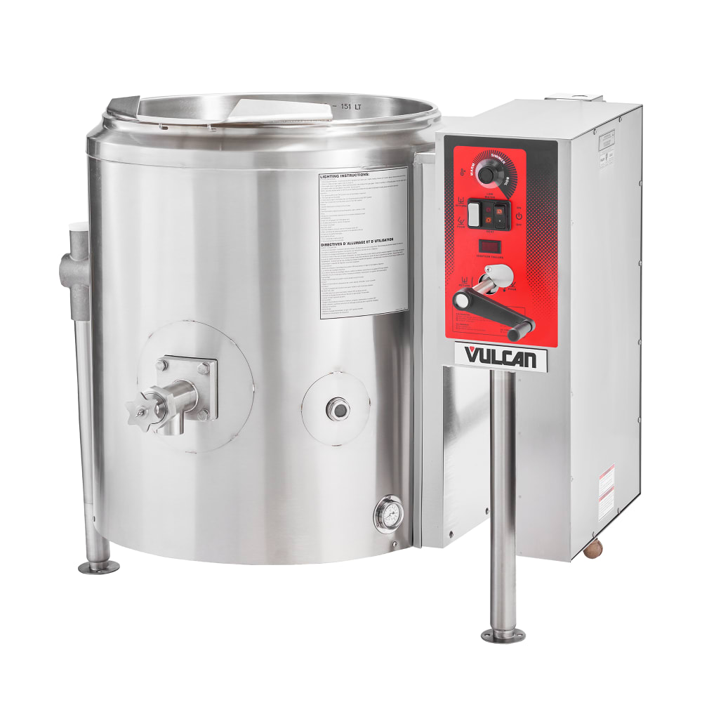 Vulcan K40GLT 40 gal Steam Kettle Manual Tilt, 2/3 Jacket, Natural Gas