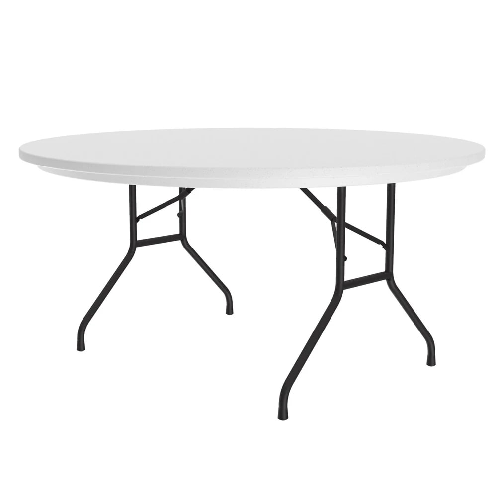 228-R6024 60" R-Series Round Folding Table w/ Gray Granite Plastic Top, 29"H